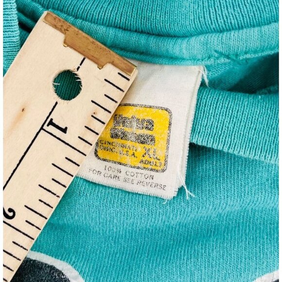 Vintage Princeton Mickey Mouse T-Shirt 90s Disney Apparel Teal Size XL Single - Picture 2 of 4